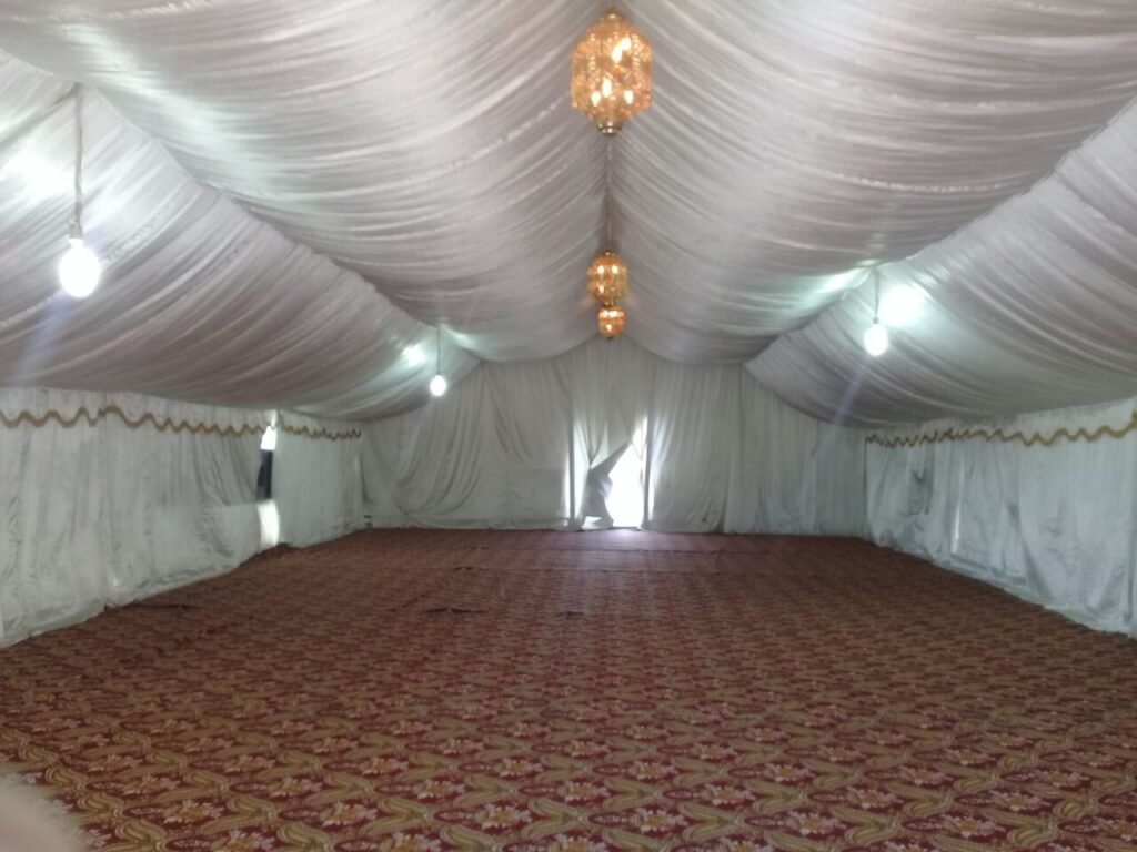 Luxury tent interior decoration with lighting for events in UAE